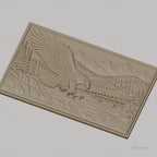 Fichier CNC & impression 3D aigle en vol, rivière, pont, montagne et forêt, haute qualité relief STL