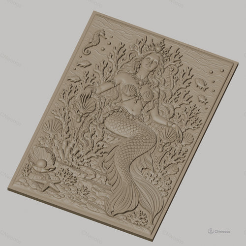 Fichier CNC & impression 3D sirène royale, corail, coquillages, poisson, hippocampe haute qualité relief STL