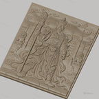 Fichier CNC & impression 3D guerrier chinois, temple, dragons, haute qualité relief STL