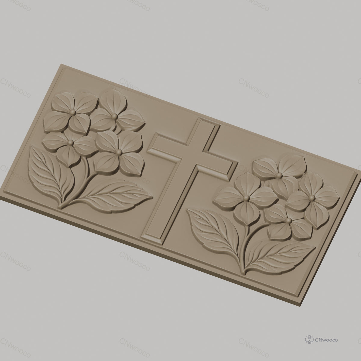 Fichier CNC & impression 3D Croix chrétienne et fleurs en relief, haute qualité relief STL