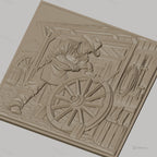 Fichier CNC & impression 3D artisan charpentier, roue de chariot et outils bois, haute qualité relief STL