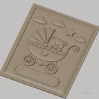 Fichier CNC & impression 3D bébé ours dans landau, nuages, étoile haute qualité relief STL