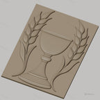 Fichier CNC & impression 3D calice et feuillage, motif religieux hauteur relief STL haute qualité relief STL