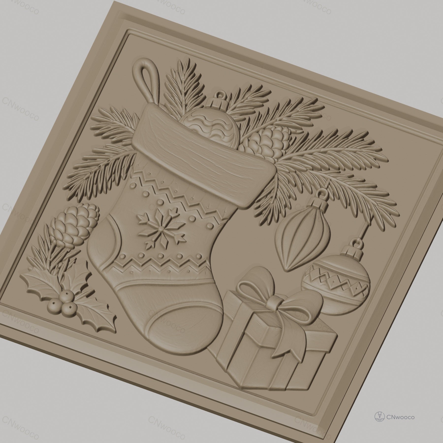 Fichier CNC & impression 3D Noël, chaussette de Noël, décorations, cadeau, haute qualité relief STL