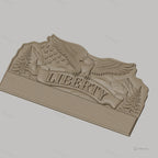 Fichier CNC porte-clés mural enseigne murale Liberty aigle et drapeau, STL très haute qualité