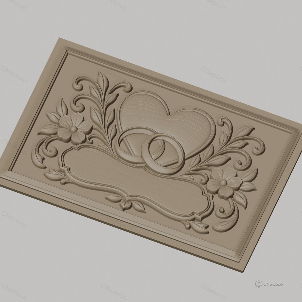Fichier CNC & impression 3D thème amour, cœur, alliances, fleurs, cadres ornementaux, haute qualité relief STL