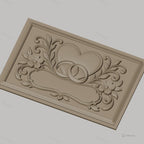 Fichier CNC & impression 3D thème amour, cœur, alliances, fleurs, cadres ornementaux, haute qualité relief STL