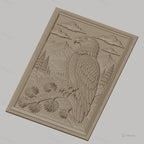 Fichier CNC & impression 3D aigle et paysage montagneux, forêt et rivière, haute qualité relief STL