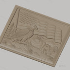 Fichier CNC & impression 3D aigle américain, drapeau USA, ferme et montagne, haute qualité relief STL