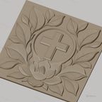 Fichier CNC & impression 3D Croix chrétienne, fleur de lotus et feuilles, haute qualité relief STL