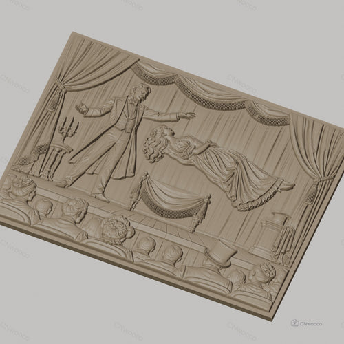 Fichier CNC & impression 3D magie, spectacle illusionniste avec femme flottante, haute qualité relief STL