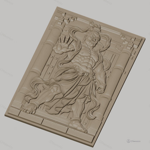 Fichier CNC & impression 3D guerrier japonais, architecture traditionnelle, muscles détaillés, haute qualité relief STL