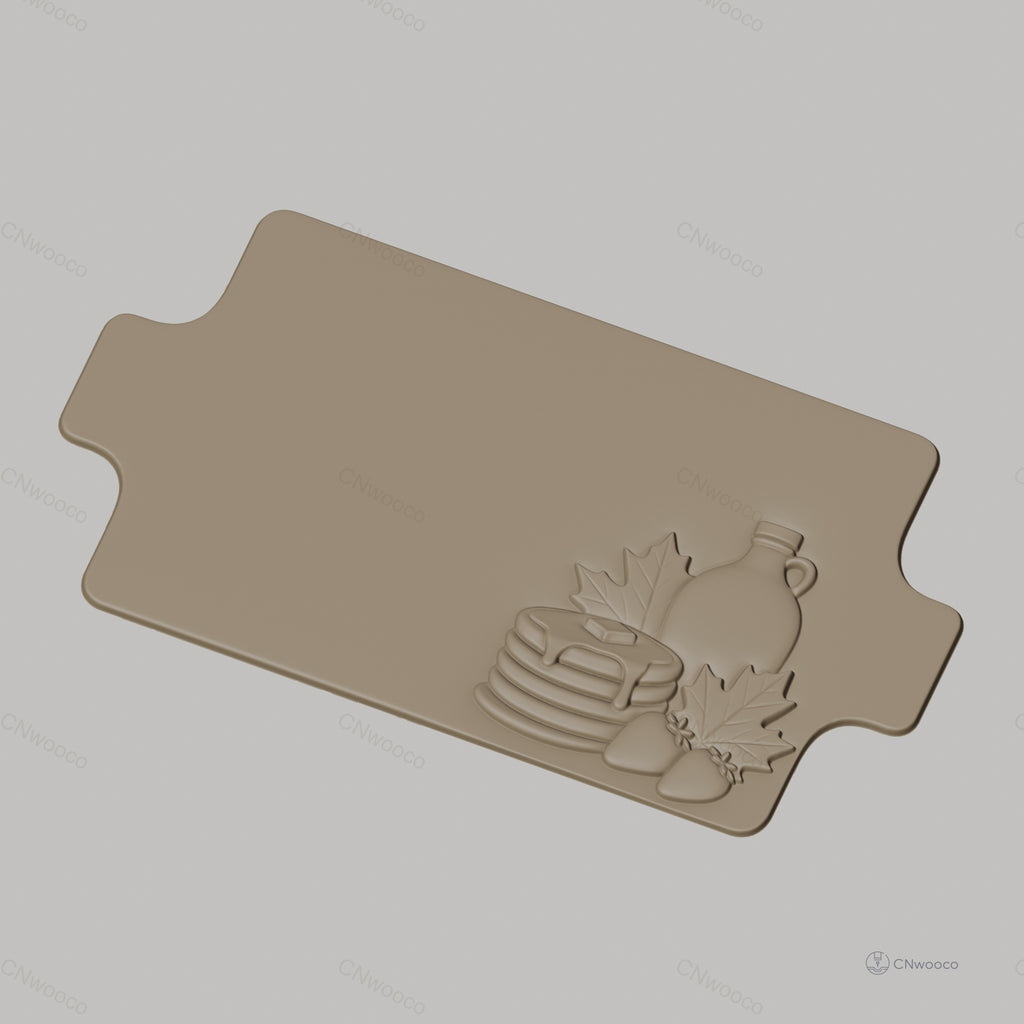 Fichier CNC décoration pancakes sirop feuilles d'érable bas-relief pour sculpture sur bois, STL