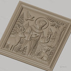 Fichier CNC & impression 3D saint François avec animaux, cerf oiseaux et lapin, haute qualité relief STL