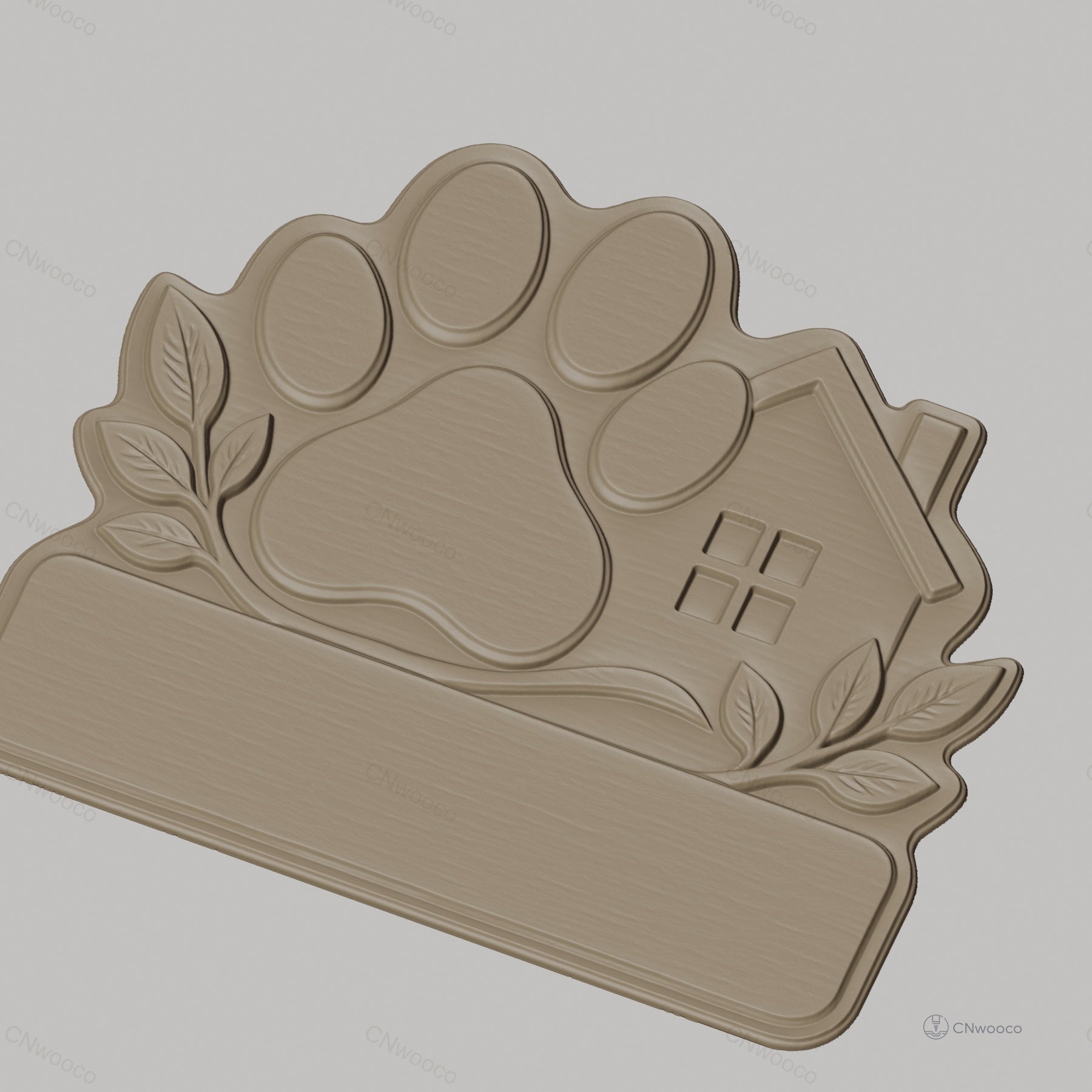 Fichier CNC & impression 3D panneau maison patte de chien, décoration animalier, STL très haute qualité