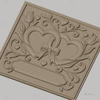 Fichier CNC & impression 3D mariage, cœurs entrelacés avec fleurs et nœud, haute qualité relief STL