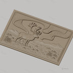 Fichier CNC & impression 3D Cerf avec bois, paysage montagnard et plantes, haute qualité relief STL