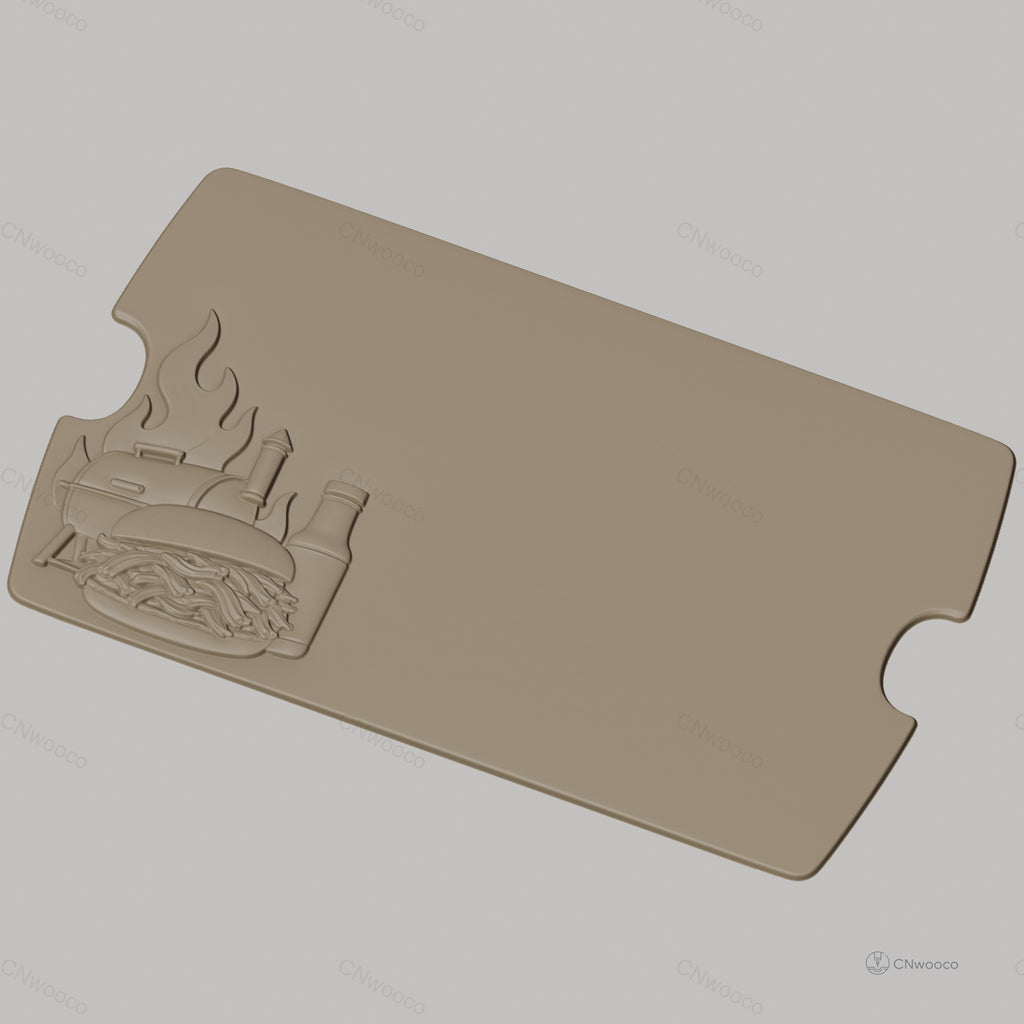 Fichier CNC barbecue hamburger flamme bouteille bas-relief pour sculpture sur bois, STL