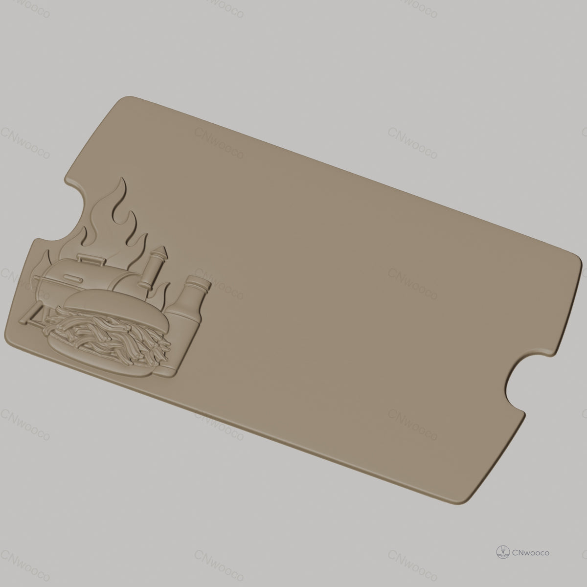 Fichier CNC barbecue hamburger flamme bouteille bas-relief pour sculpture sur bois, STL
