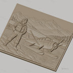Fichier CNC & impression 3D pilote d'avion et hydravion sur lac montagnard, haute qualité relief STL