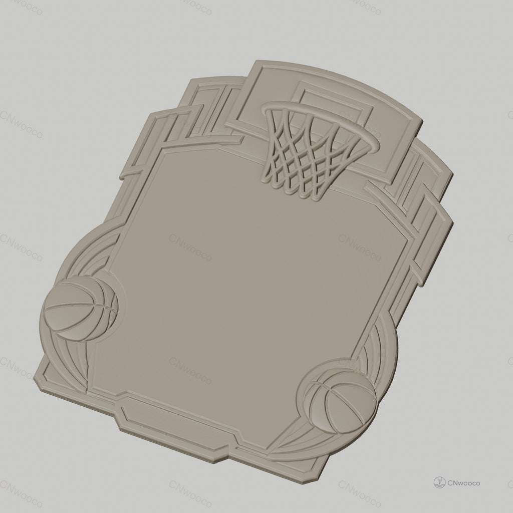 Fichier CNC & impression 3D enseigne basketball, panneau décoratif avec ballon et panier, STL très haute qualité