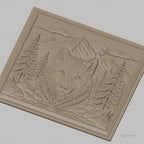 Fichier CNC & impression 3D loup montagne forêt rochers haute qualité relief STL
