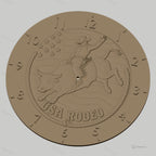 Fichier CNC & impression 3D horloge murale rodéo américain avec cowboy et taureau STL