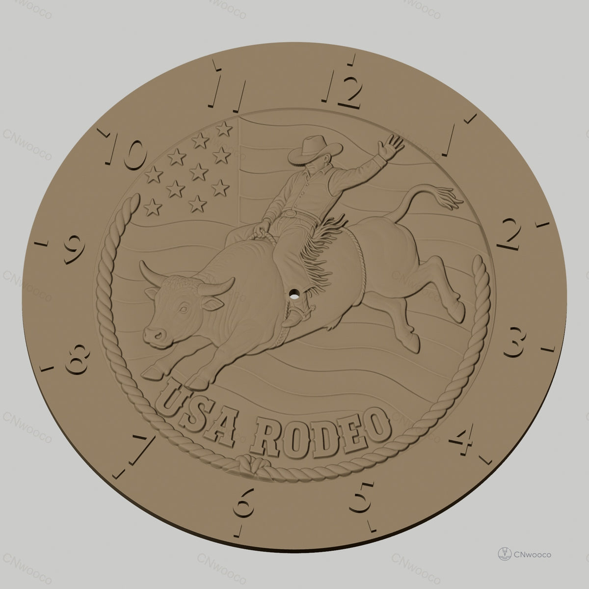 Fichier CNC & impression 3D horloge murale rodéo américain avec cowboy et taureau STL