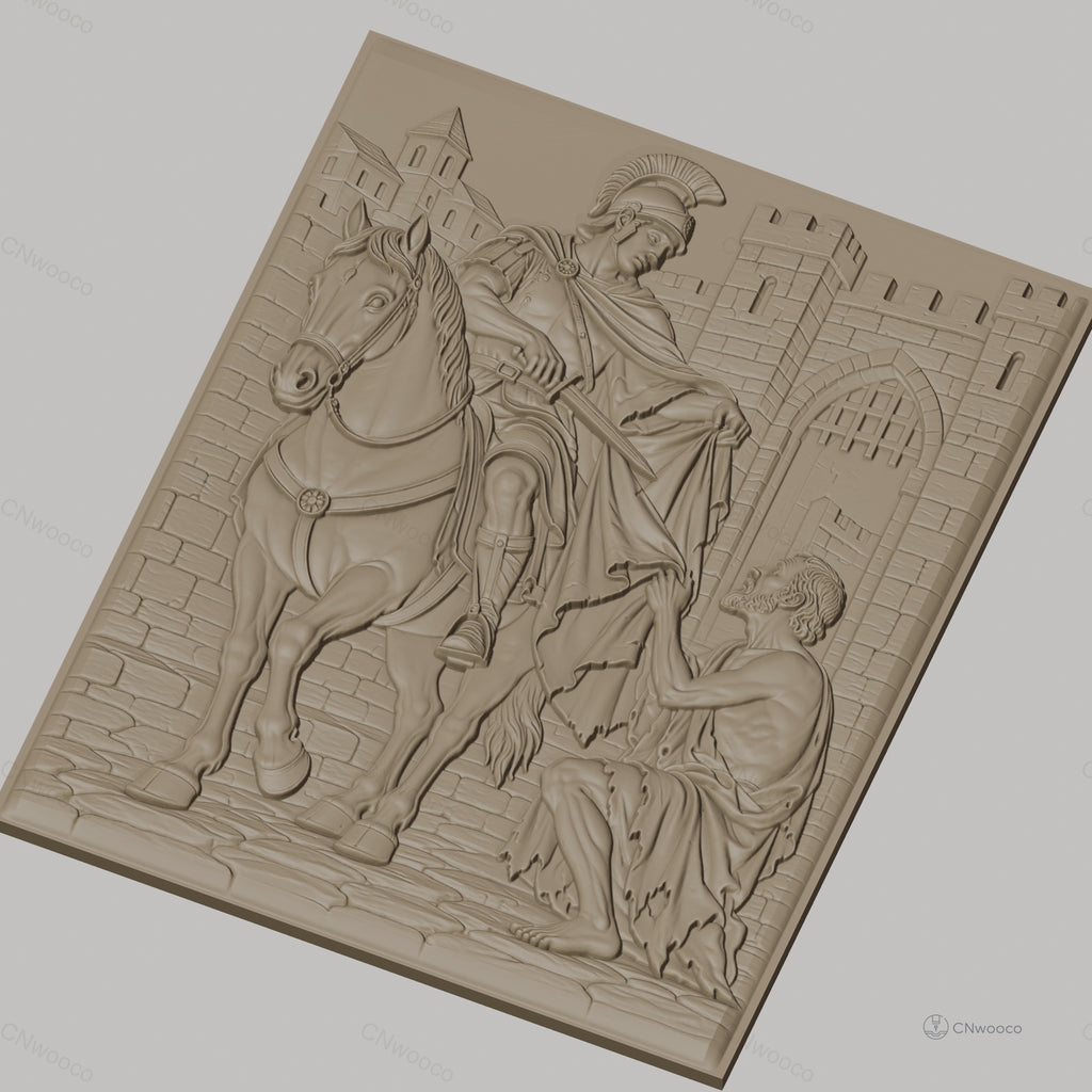 Fichier CNC & impression 3D Saint Martin partageant son manteau, cheval, moyen âge, haute qualité relief STL