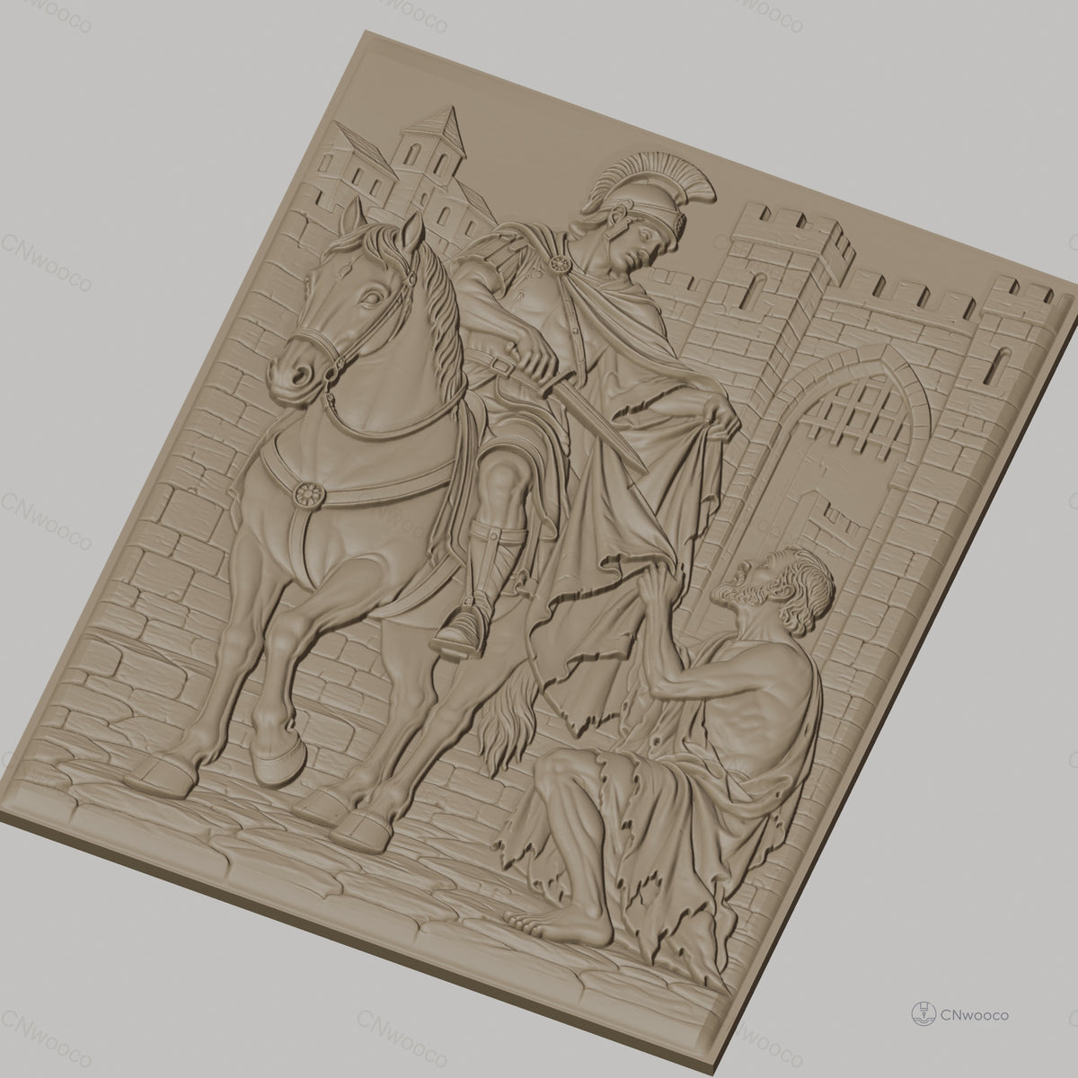 Fichier CNC & impression 3D Saint Martin partageant son manteau, cheval, moyen âge, haute qualité relief STL