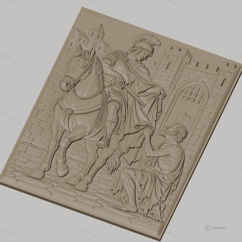Fichier CNC & impression 3D Saint Martin partageant son manteau, cheval, moyen âge, haute qualité relief STL