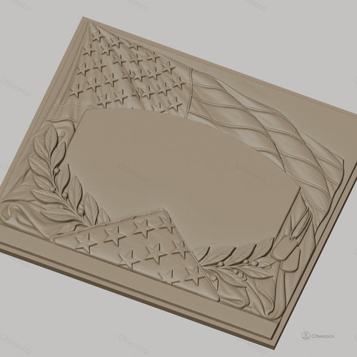 Fichier CNC & impression 3D thème drapeau américain, étoile, rameaux et plaques militaires, haute qualité relief STL