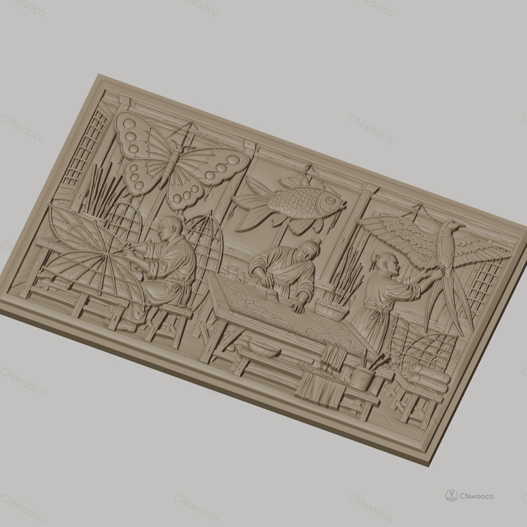 Fichier CNC & impression 3D atelier artisan papillon poisson oiseau, fabrication traditionnelle, haute qualité relief STL