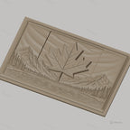 Fichier CNC & impression 3D drapeau canadien, feuille d'érable, montagnes, rivière, pins boisée, haute qualité relief STL