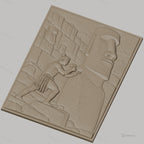 Fichier CNC & impression 3D statue Moaï et sculpteur, relief historique haute qualité relief STL