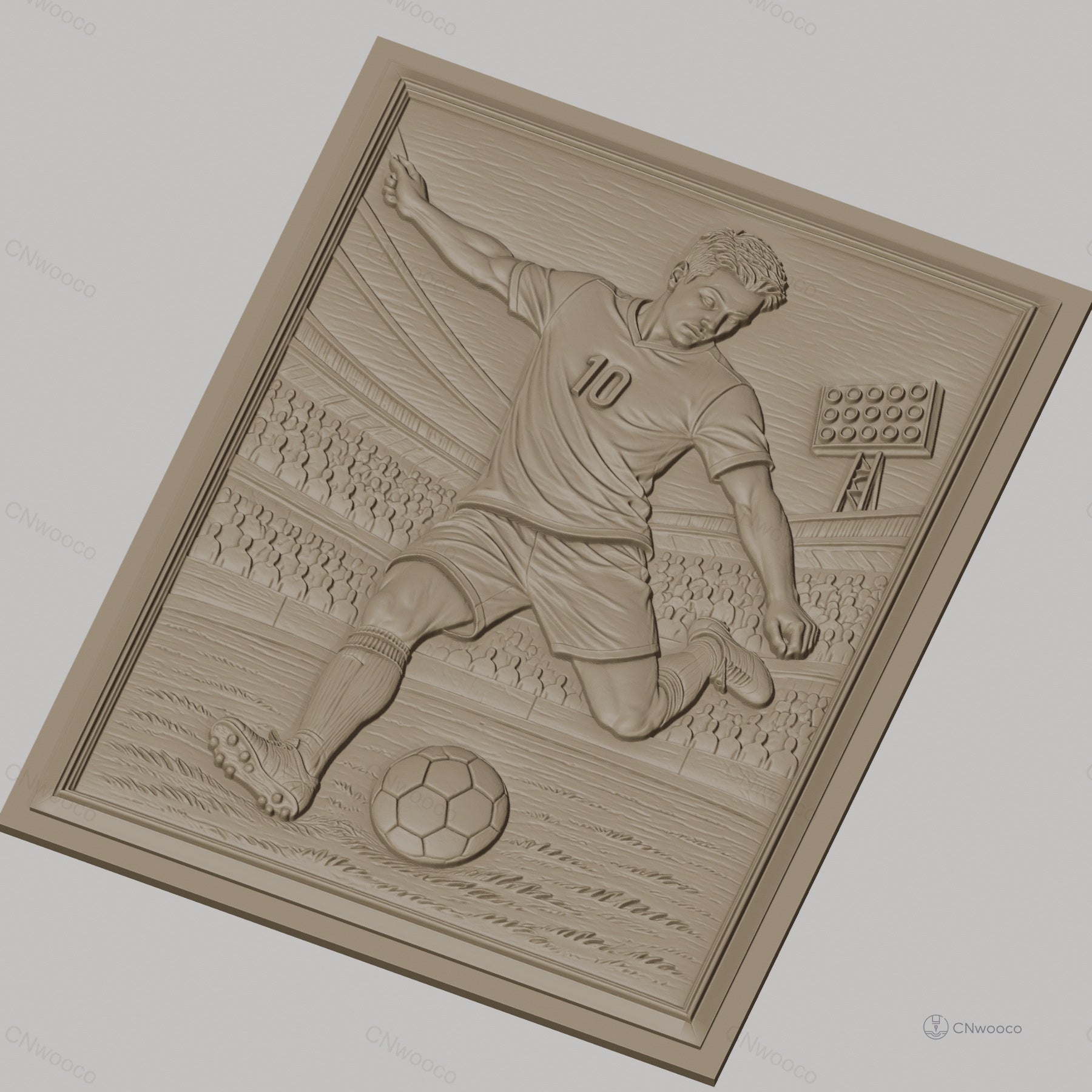 Fichier CNC & impression 3D joueur de football, stade, ballon, haute qualité relief STL