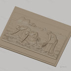 Fichier CNC & impression 3D scène de moisson, femmes travaillant dans un champ, haute qualité relief STL