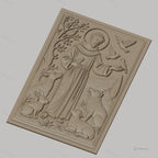 Fichier CNC & impression 3D Saint François d'Assise, animaux et oiseaux dans relief détaillé, haute qualité relief STL
