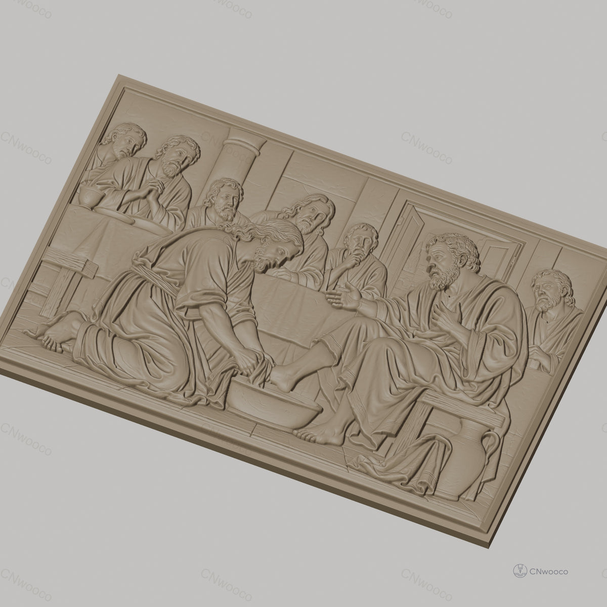 Fichier CNC & impression 3D lavement des pieds, Jésus Christ et apôtres, haute qualité relief STL
