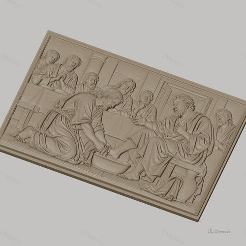 Fichier CNC & impression 3D lavement des pieds, Jésus Christ et apôtres, haute qualité relief STL