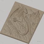 Fichier CNC & impression 3D dragon fantasy, château montagne relief, haute qualité relief STL