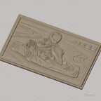 Fichier CNC & impression 3D karting, pilote en course sur circuit, haute qualité relief STL