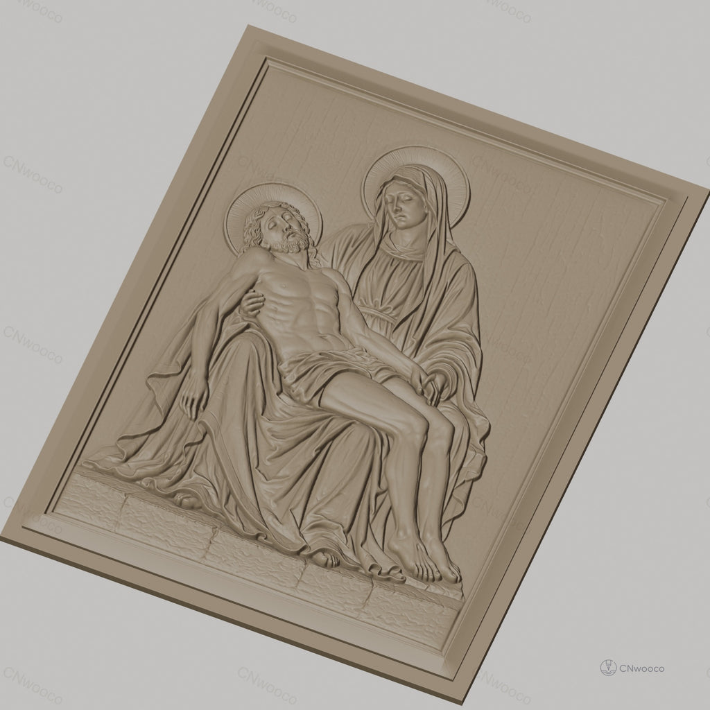 Fichier CNC & impression 3D Piéta, Vierge Marie tenant Jésus mort, haute qualité relief STL