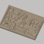Fichier CNC & impression 3D scène potier femme, tour de potier, pots, atelier, haute qualité relief STL