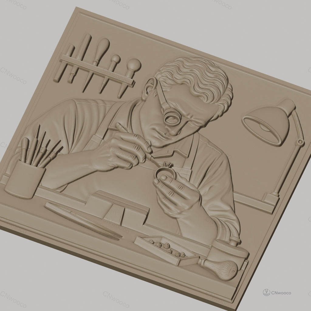 Fichier CNC & impression 3D bijoutier à l'œuvre, outils de précision, haute qualité relief STL