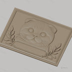 Fichier CNC & impression 3D chat Scottish Fold, visage mignon avec feuilles décoratives, haute qualité relief STL
