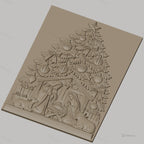 Fichier CNC & impression 3D scène de la Nativité, sapin de Noël et décorations, haute qualité relief STL