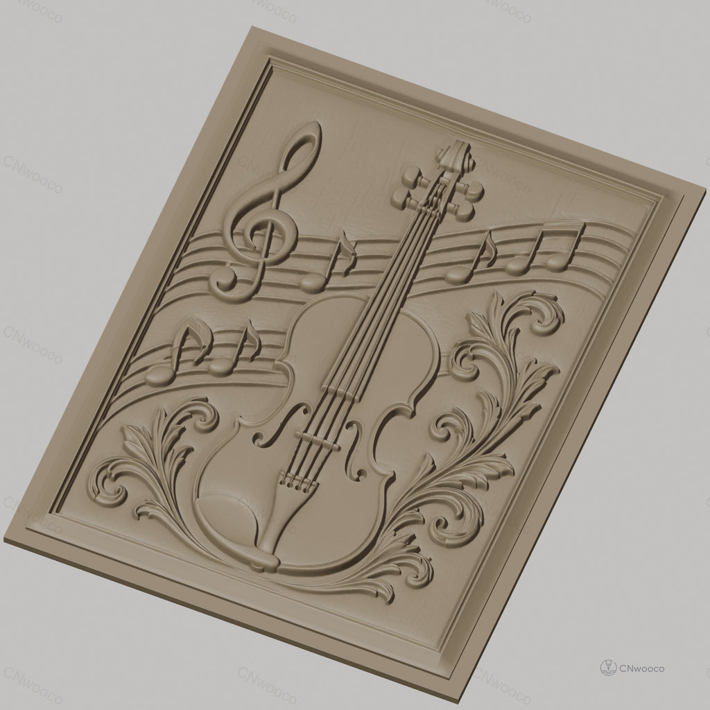 Fichier CNC & impression 3D musique violon notes ornement, haute qualité relief STL