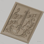 Fichier CNC & impression 3D musique violon notes ornement, haute qualité relief STL