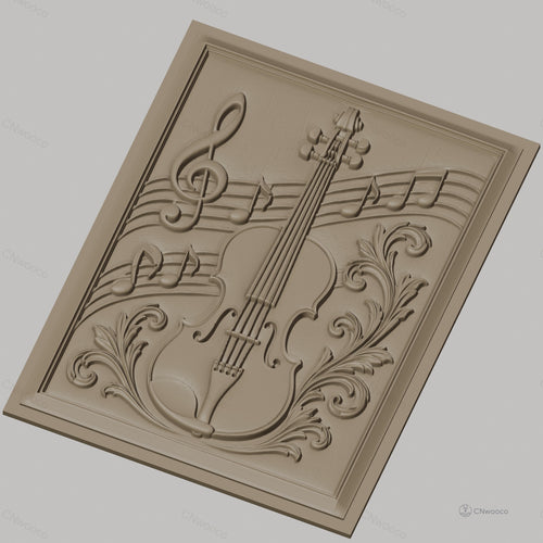 Fichier CNC & impression 3D musique violon notes ornement, haute qualité relief STL